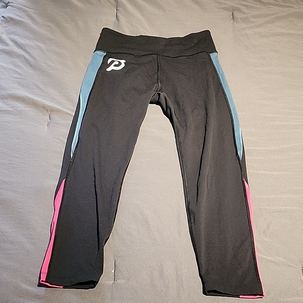 Peloton Black Leggings with Blue Accents